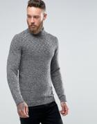 Ted Baker Turtleneck Sweater In Salt N Pepper Yarn - Gray