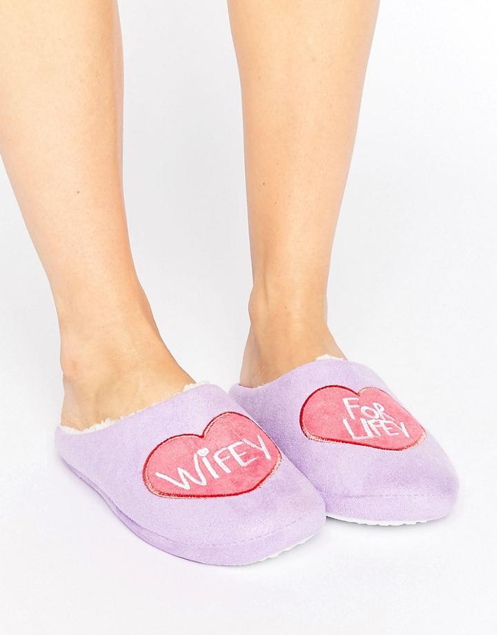 Daisy Street Wifey For Lifey Slipper - Purple