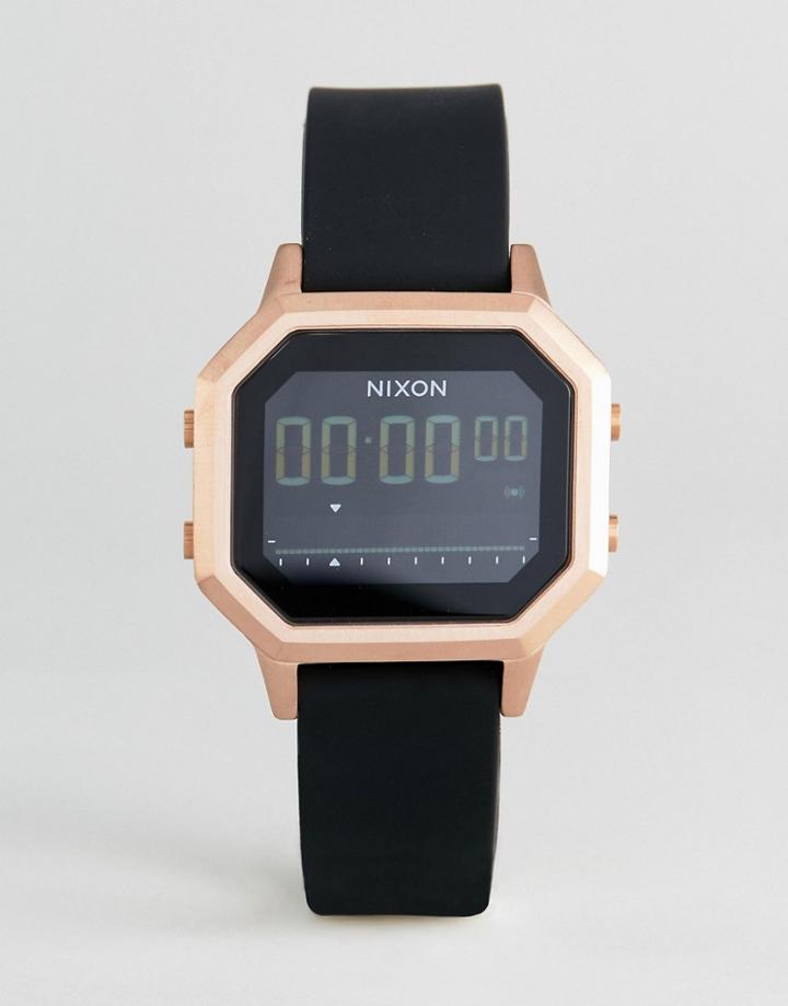 Nixon A1211 Siren Digital Silicone Watch In Black - Black
