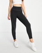 Cotton: On Active Contrast Stitch 7/8 Leggings In Black