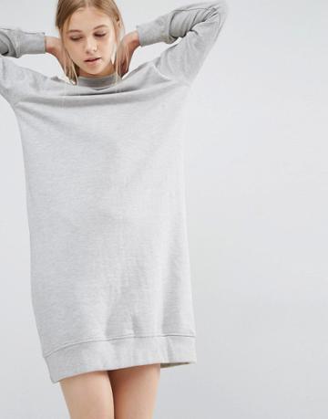 Dr Denim High Neck Sweat Dress - Gray