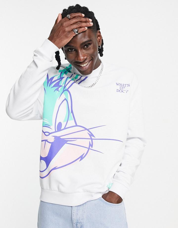 Asos Design Sweatshirt With Bugs Bunny Print In White