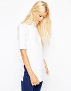 Asos Tunic With Side Splits And Turtleneck In Short Sleeves - White