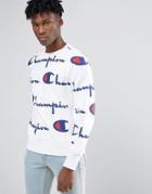 Champion Sweatshirt With All Over Script Logo - White