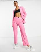 Asos Design Slim Dad Suit Slide Pants In Perfect Pink