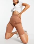 Na-kd Logo Print Legging Shorts In Brown