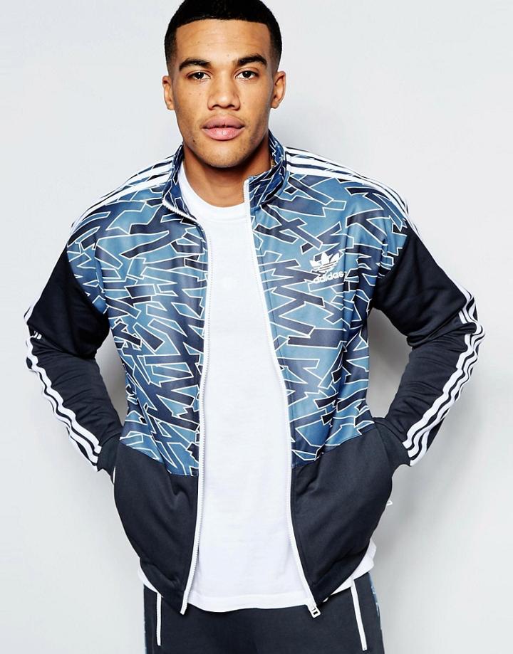 Adidas Originals Shattered Stripe Track Top In Blue Az3266 - Blue