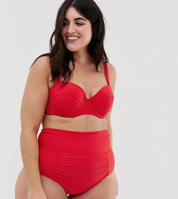 Lost Ink Plus Size Bikini Bottoms-red