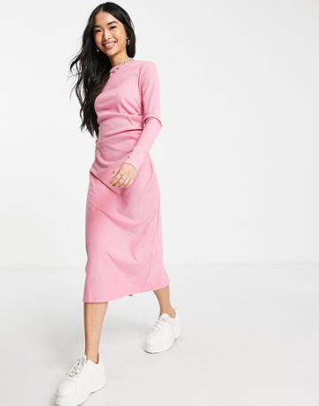 Urban Revivo Knit Midi Dress In Pink