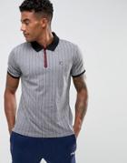 Fila Vintage Striped Polo Shirt In Gray - Gray