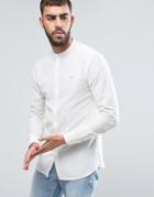 Farah Cliffords Slim Fit Grandad Collar Oxford Slub Shirt Off White - White