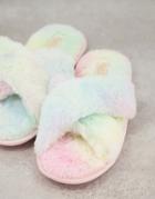 Truffle Collection Cross Strap Slippers In Tie Dye-multi