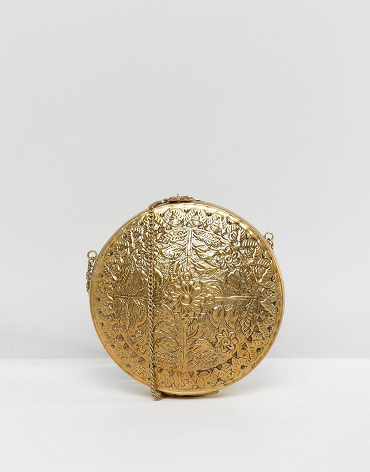 Park Lane Etched Metal Round Bag - Gold