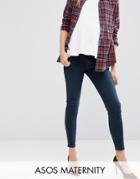 Asos Maternity Ridley Skinny Jeans In Vivienne Wash With Under The Bump Waistband - Blue