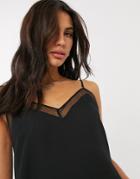 Asos Design Organza Insert Cami Top In Black
