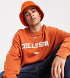 Collusion Sweatshirt With Varsity Print In Burnt Orange-brown