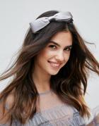 Johnny Loves Rosie Satin Feel Bow Headband - Silver