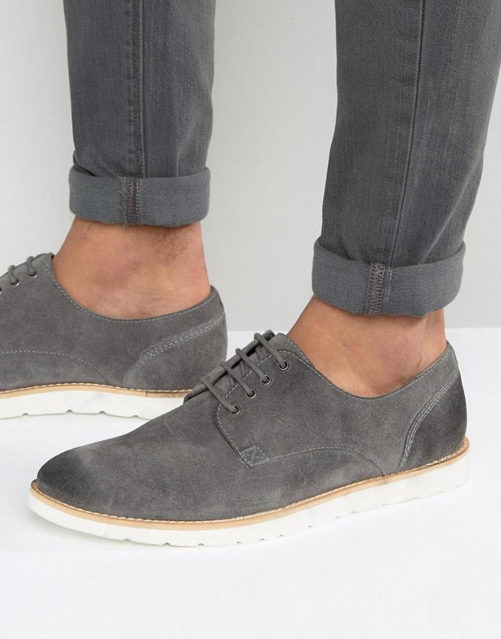 Frank Wright Derby Shoes In Gray Suede - Gray