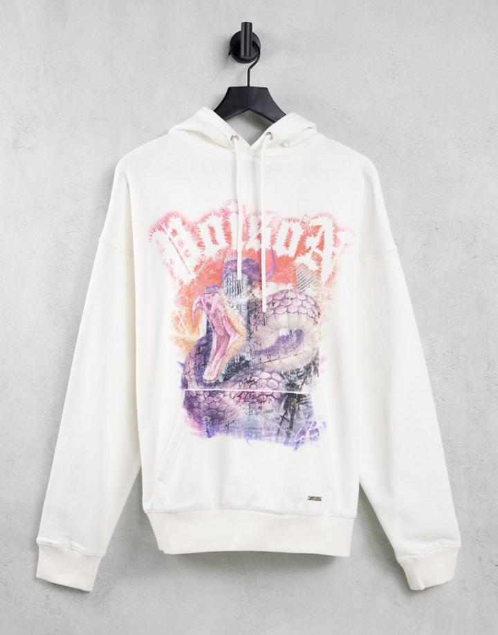 The Couture Club Hoodie In Off White With Poison Print