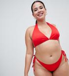 Asos Design Curve Tie Side Bikini Bottom - Red