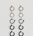 Asos Design Hoop Earring Pack - Multi