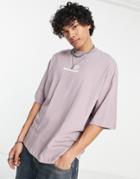 Asos Daysocial Oversized T-shirt With Front Logo Print In Mauve Purple