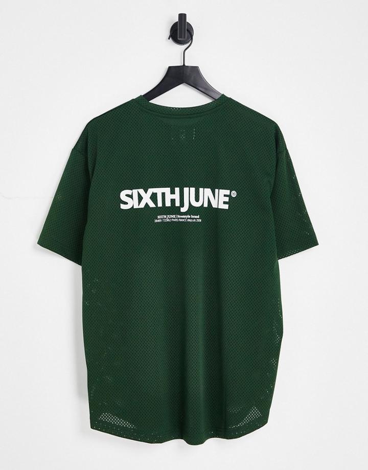 Sixth June Oversized T-shirt In Green Mesh - Part Of A Set