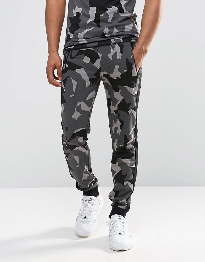 Puma Tapered Joggers In Grey Camo - Gray