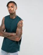 Asos Longline Sleeveless T-shirt With Dropped Armhole In Green - Green