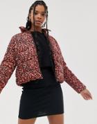 Noisy May Leopard Print Padded Jacket-multi