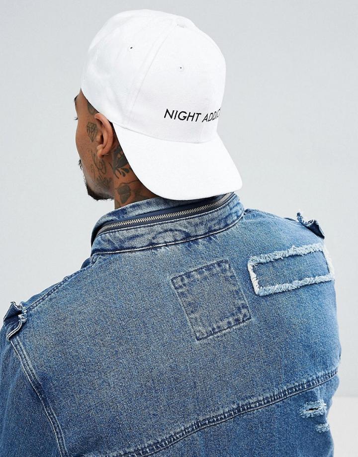 Night Addict Logo Suedette Cap - White