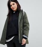 Brave Soul Plus Digger Raincoat With Poppers - Green