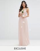 Tfnc Wedding Wrap Front Maxi Dress With Embellishment - Pink