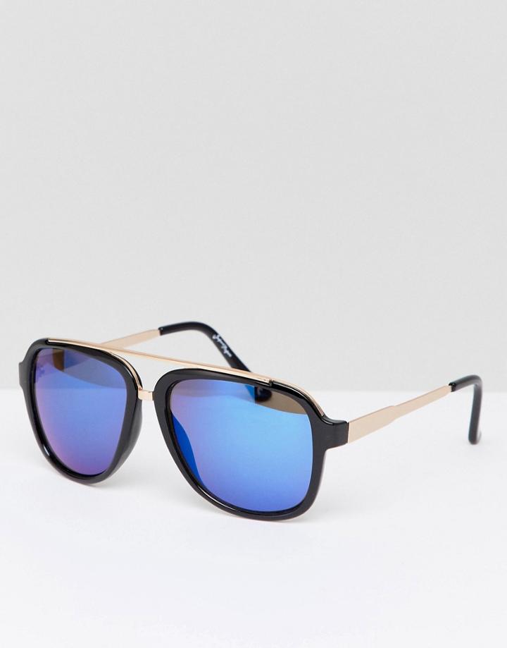 Jeepers Peepers Metal Aviator Sunglasses In Black/gold - Gold
