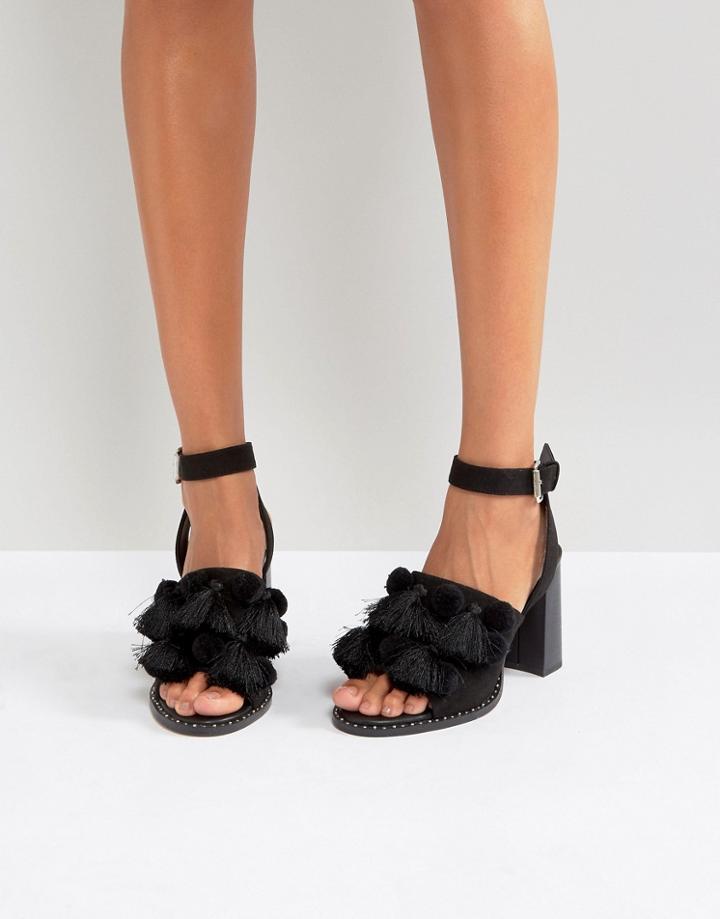 Asos Tyron Pom Tassel Sandals - Black