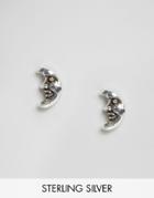 Asos Sterling Silver Mini Moon Stud Earrings - Silver