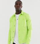 Asos Design Tall Fluro Denim Jacket In Green - Green