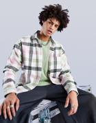 Asos Design 90s Oversized Check Shirt In Brushed Flannel-pink