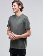 Asos Super Longline T-shirt With Side Vents And Contrast Hem In Oil Wash