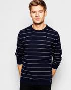 Esprit Stripe Crew Neck Sweater In Cotton Cashmere - Navy