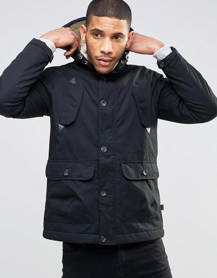 Bellfield Fleece Lined Cotton Parka - Black