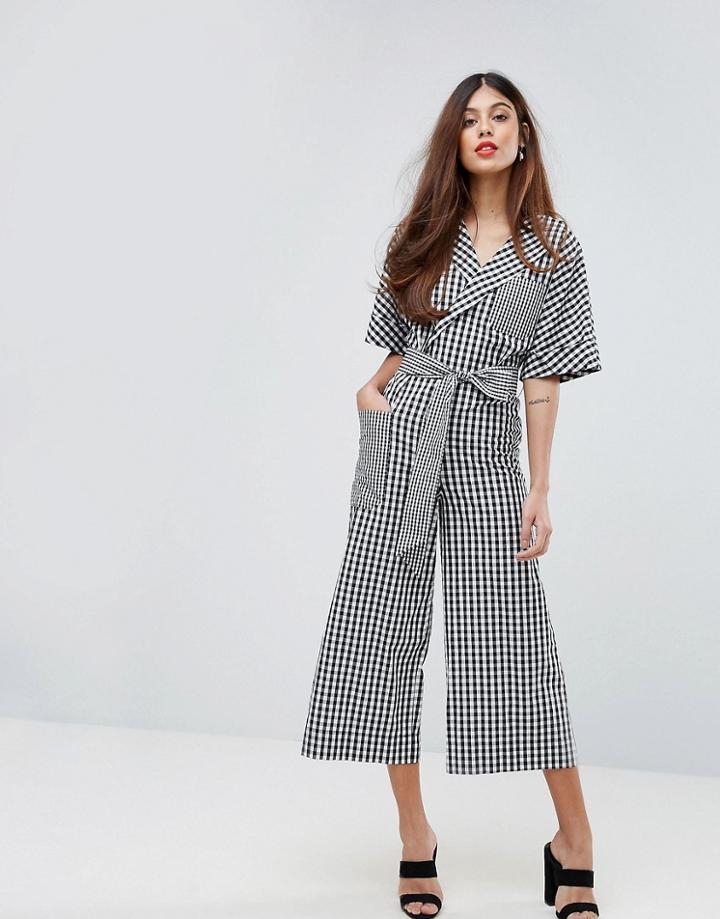 Warehouse Gingham Wrap Jumpsuit - Multi