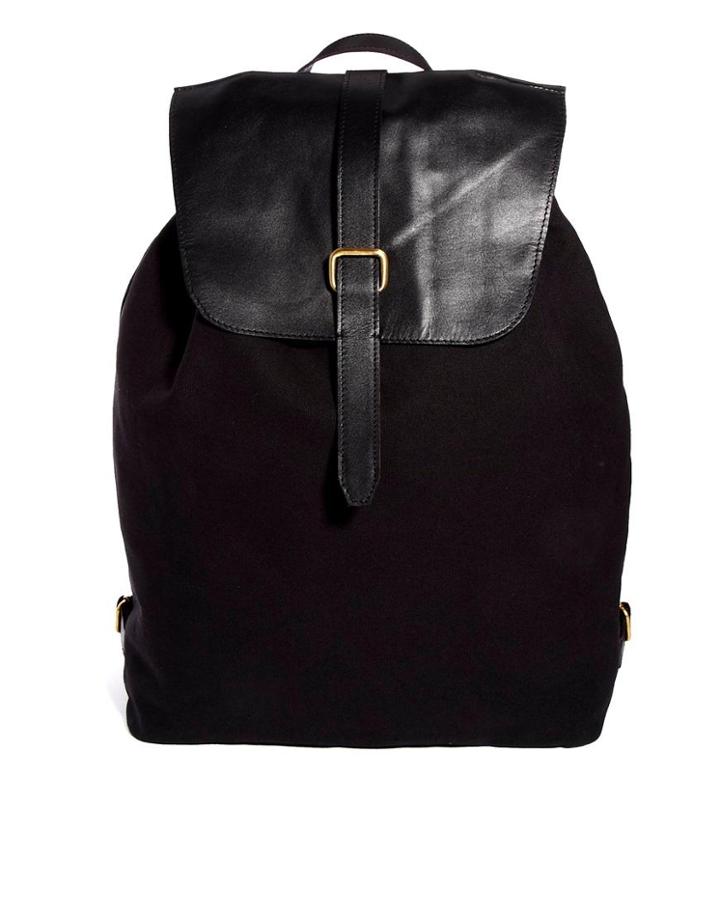Asos Backpack With Leather Top