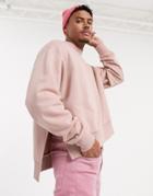 Asos Design Oversized Sweatshirt In Pink With Extreme Side Splits