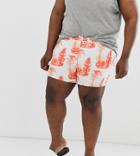 Asos Design Plus Swim Shorts With Safari Print In Orange