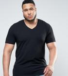 Asos Design Plus Muscle Fit T-shirt With V Neck In Black - Black