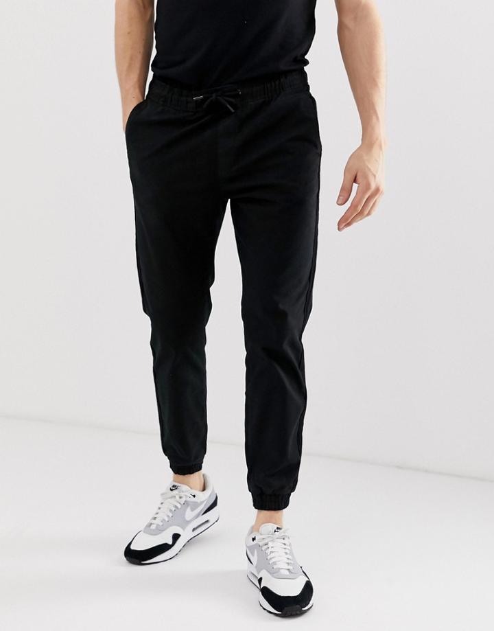 Bershka Chino Sweatpants In Black - Black