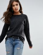Pieces Renee Wool Mohair Mix Knit Sweater - Gray