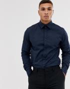 Jack & Jones Slim Stretch Poplin Shirt In Navy - Navy