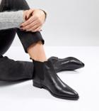 Asos Automatic Wide Fit Leather Chelsea Boots-black